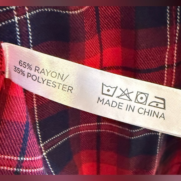 Tuckernuck NWT Red Plaid Ruffle Flannel Shirt Size Small ❤️❤️❤️ - Picture 6 of 6